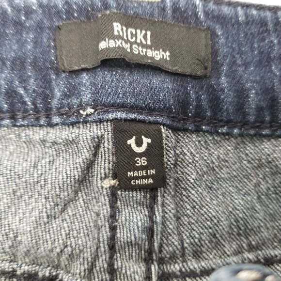 True Religion Ricky Flap Big T Jeans Mens Blue Denim Relaxed Straight 38 x 32 - Picture 9 of 14